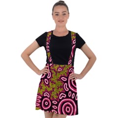 Authentic Aboriginal Art - You Belong Velvet Suspender Skater Skirt by hogartharts