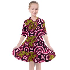 Authentic Aboriginal Art - You Belong Kids  All Frills Chiffon Dress by hogartharts