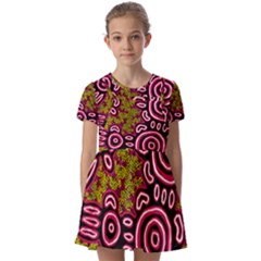 Authentic Aboriginal Art - You Belong Kids  Short Sleeve Pinafore Style Dress by hogartharts