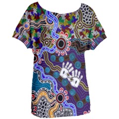 Authentic Aboriginal Art - Discovering Your Dreams Women s Oversized T-shirt by hogartharts