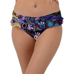 Authentic Aboriginal Art - Discovering Your Dreams Frill Bikini Bottoms by hogartharts