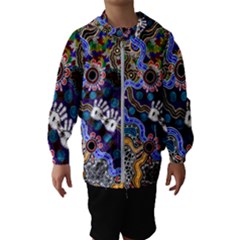 Authentic Aboriginal Art - Discovering Your Dreams Kids  Hooded Windbreaker by hogartharts