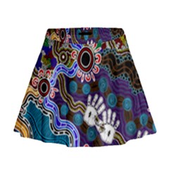 Authentic Aboriginal Art - Discovering Your Dreams Mini Flare Skirt by hogartharts