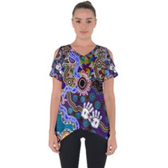 Authentic Aboriginal Art - Discovering Your Dreams Cut Out Side Drop T-shirt by hogartharts