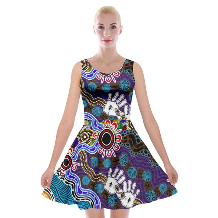 Authentic Aboriginal Art - Discovering Your Dreams Velvet Skater Dress