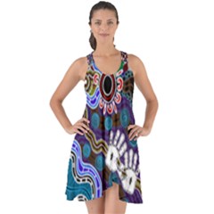 Authentic Aboriginal Art - Discovering Your Dreams Show Some Back Chiffon Dress by hogartharts