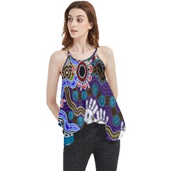 Authentic Aboriginal Art - Discovering Your Dreams Flowy Camisole Tank Top by hogartharts