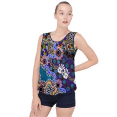 Authentic Aboriginal Art - Discovering Your Dreams Bubble Hem Chiffon Tank Top by hogartharts