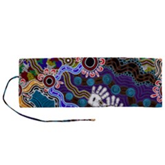 Authentic Aboriginal Art - Discovering Your Dreams Roll Up Canvas Pencil Holder (m) by hogartharts