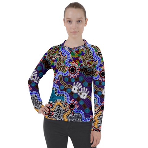 Authentic Aboriginal Art - Discovering Your Dreams Women s Pique Long Sleeve T-shirt by hogartharts