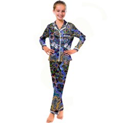 Authentic Aboriginal Art - Discovering Your Dreams Kids  Satin Long Sleeve Pajamas Set by hogartharts