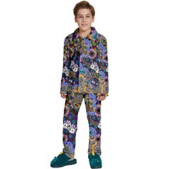 Authentic Aboriginal Art - Discovering Your Dreams Kids  Long Sleeve Velvet Pajamas Set by hogartharts