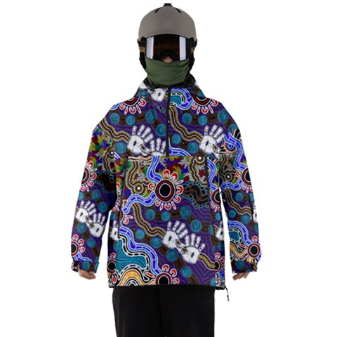 Authentic Aboriginal Art - Discovering Your Dreams Men s Ski And Snowboard Waterproof Breathable Jacket