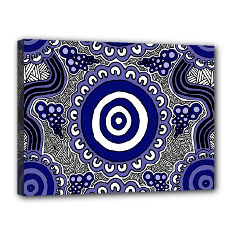 Authentic Aboriginal Art - Gathering Canvas 16  X 12  (stretched) by hogartharts