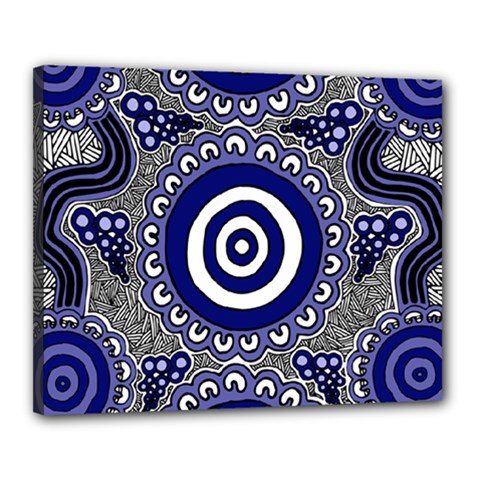 Authentic Aboriginal Art - Gathering Canvas 20  X 16  (stretched) by hogartharts