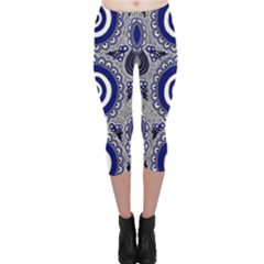 Authentic Aboriginal Art - Gathering Capri Leggings  by hogartharts