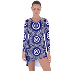 Authentic Aboriginal Art - Gathering Asymmetric Cut-out Shift Dress by hogartharts