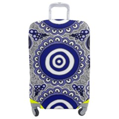 Authentic Aboriginal Art - Gathering Luggage Cover (medium) by hogartharts