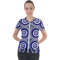 Authentic Aboriginal Art - Gathering Short Sleeve Zip Up Jacket by hogartharts