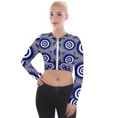 Authentic Aboriginal Art - Gathering Long Sleeve Cropped Velvet Jacket by hogartharts