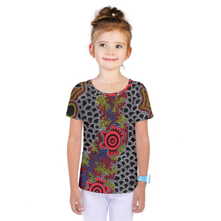 Authentic Aboriginal Art - Gathering 2 Kids  One Piece T-Shirt