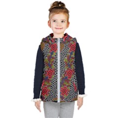 Authentic Aboriginal Art - Gathering 2 Kids  Hooded Puffer Vest by hogartharts