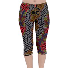 Authentic Aboriginal Art - Gathering 2 Velvet Capri Leggings  by hogartharts