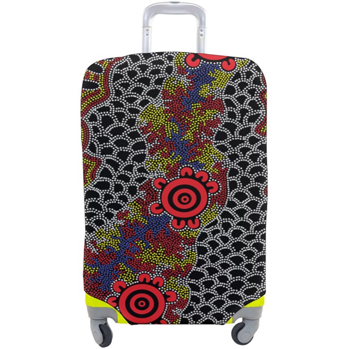 Authentic Aboriginal Art - Gathering 2 Luggage Cover (Large)