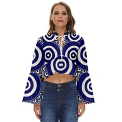 Authentic Aboriginal Art - Gathering Boho Long Bell Sleeve Top by hogartharts