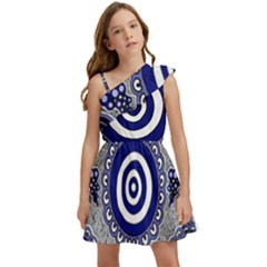 Authentic Aboriginal Art - Gathering Kids  One Shoulder Party Dress by hogartharts