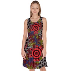 Authentic Aboriginal Art - Gathering 2 Knee Length Skater Dress With Pockets by hogartharts