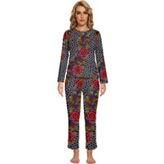 Authentic Aboriginal Art - Gathering 2 Womens  Long Sleeve Lightweight Pajamas Set by hogartharts