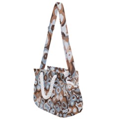 Brown And Blue Abstract Rope Handles Shoulder Strap Bag