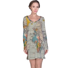 Illustration Ukrainian Folk Seamless Pattern Ornament Long Sleeve Nightdress by Proyonanggan