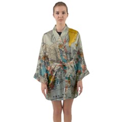 Golf Course Par Green Long Sleeve Satin Kimono by Proyonanggan