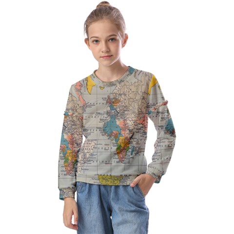 Illustration Ukrainian Folk Seamless Pattern Ornament Kids  Long Sleeve T-shirt With Frill  by Proyonanggan