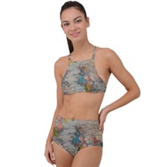 Circular Concentric Radial Symmetry Abstract Halter Tankini Set by Proyonanggan