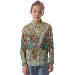 Circular Concentric Radial Symmetry Abstract Kids  Long Sleeve Shirt by Proyonanggan