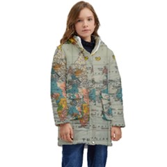 Circular Concentric Radial Symmetry Abstract Kids  Hooded Longline Puffer Jacket by Proyonanggan