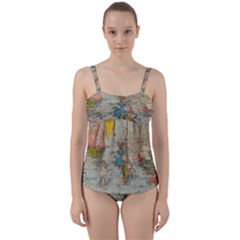 Circular Concentric Radial Symmetry Abstract Twist Front Tankini Set by Proyonanggan