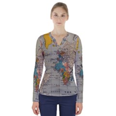 Iceland Aurora Borealis V-neck Long Sleeve Top by Proyonanggan