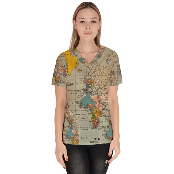 Iceland Aurora Borealis Women s V-Neck Scrub Top