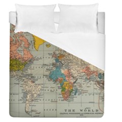 Vintage World Map Duvet Cover (queen Size) by Proyonanggan