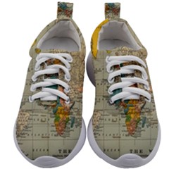 Vintage World Map Kids Athletic Shoes by Proyonanggan