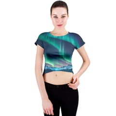 Triangle Pattern Design Cute Crew Neck Crop Top by Ndabl3x