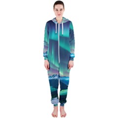 Zig Zag Waves Lines Geometric Hooded Jumpsuit (ladies) by Ndabl3x