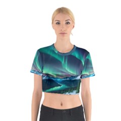 Zig Zag Waves Lines Geometric Cotton Crop Top by Ndabl3x