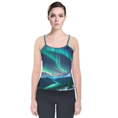 Zig Zag Waves Lines Geometric Velvet Spaghetti Strap Top by Ndabl3x