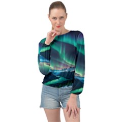 Zig Zag Waves Lines Geometric Banded Bottom Chiffon Top by Ndabl3x