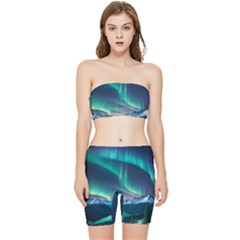 Zig Zag Waves Lines Geometric Stretch Shorts And Tube Top Set by Ndabl3x